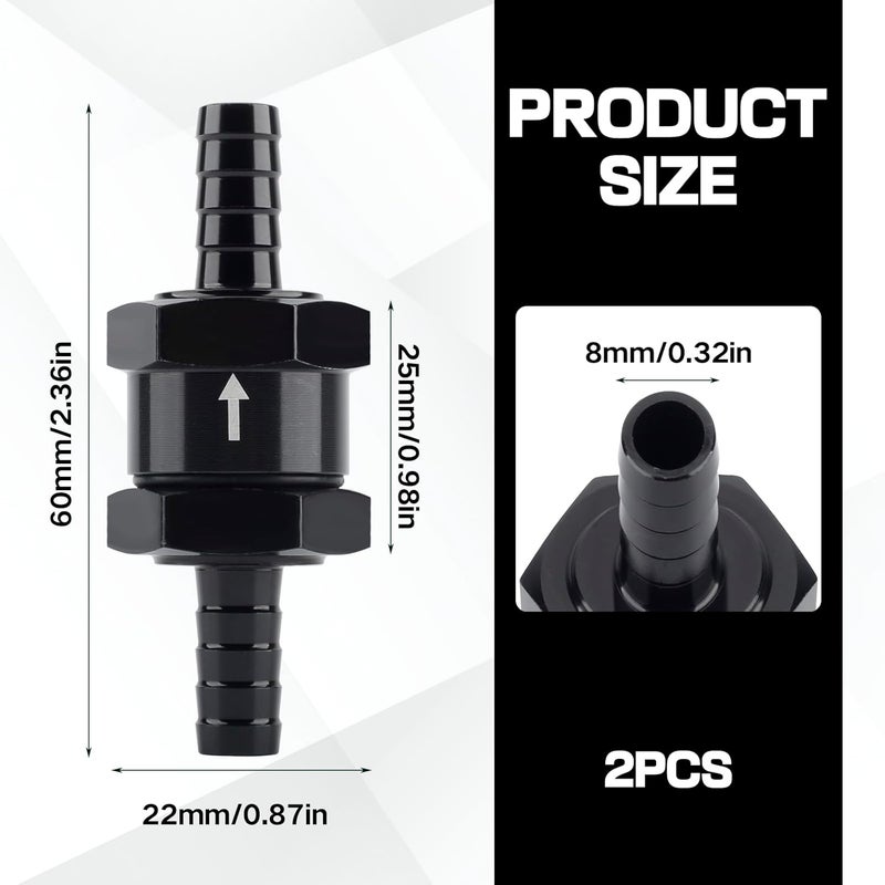 PLALEI 2 PCS 5/16" Fuel One-way Check Valve,Non Return Check Valve-Inline,Aluminium Alloy One Way Valves for Water,Petrol,Diesel,Oil,E85,Gas,Air and Other Liquid,Compatible with Most Car Models (5/16") - Image 2